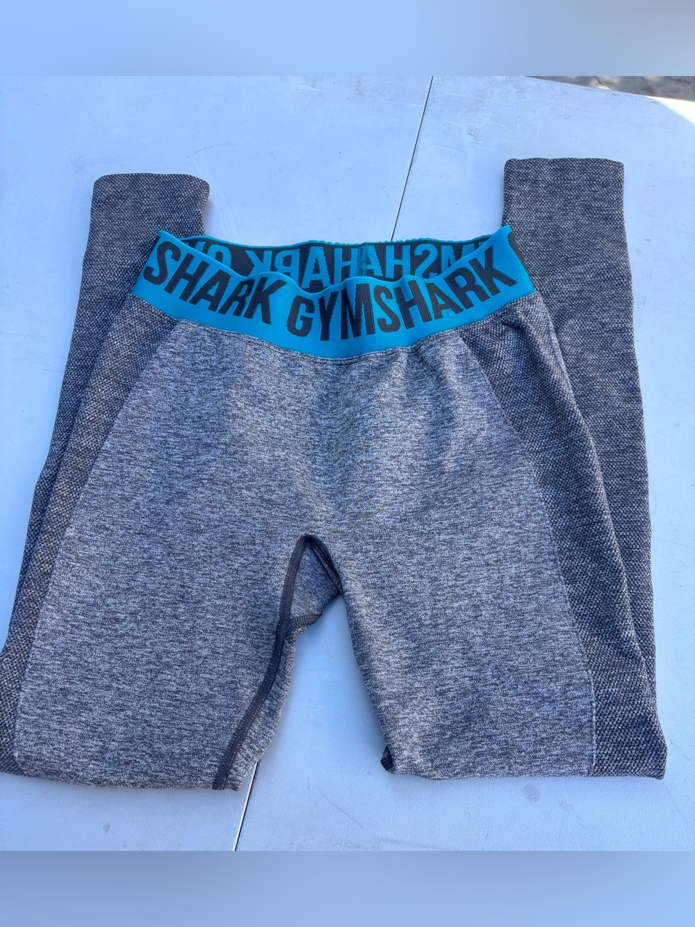 Gymshark Grey Leggings with Teal Waistband